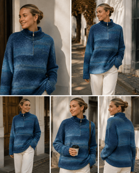 VILDA ZIP KNIT (RM6002) ONE SIZE - Sea Blue  - ca 25. august levering