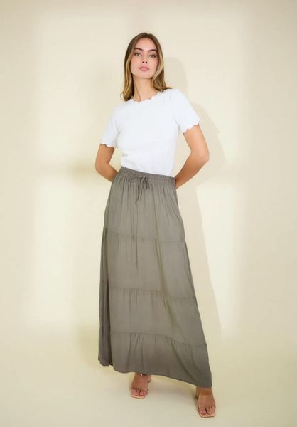 BELLE MAXI SKIRT (RF173) - Kaki/Green - ca 25. august levering