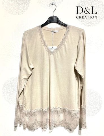 Hovedbilde ELENA LACE TOP ( lace arms ) - beige