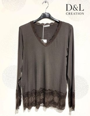 Hovedbilde ELENA LACE TOP ( lace arms ) - camel