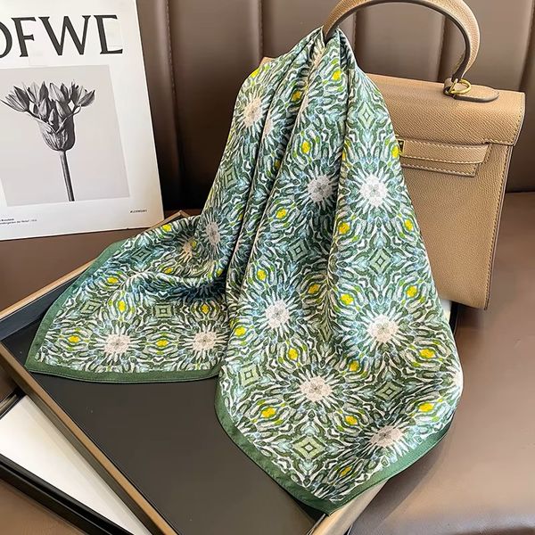 ZELIE SILK SCARF (rs06 ) – GREEN, WHITE & YELLOW