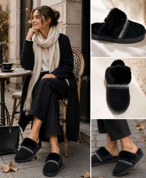  MIRA COZY SLIPPERS (88-146) - Black