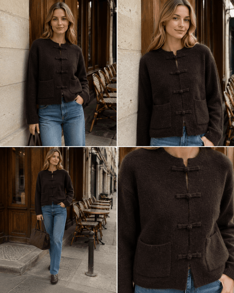 BOWIE CARDIGAN (RM6016) ONE SIZE - Choco - ca 25. august levering