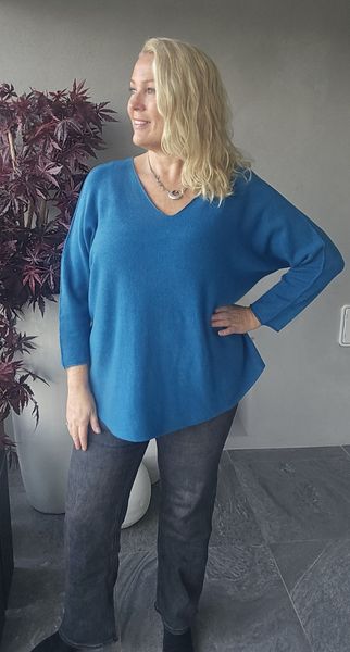 TESSA V-NECK KNIT ( ny8213 ) - peacock blue / petrol) 