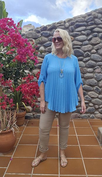 Rosalie Pleat Blouse ( sh25662) - turquoise