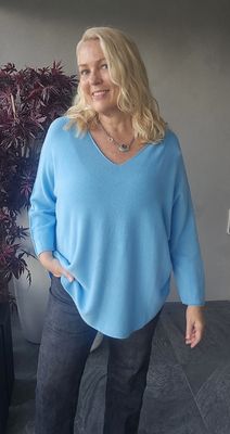 Hovedbilde TESSA V-NECK KNIT ( ny8213 ) - sky blue