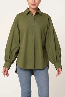 Hovedbilde LUZABELLE COTTON SHIRT - armygreen- kun s/m