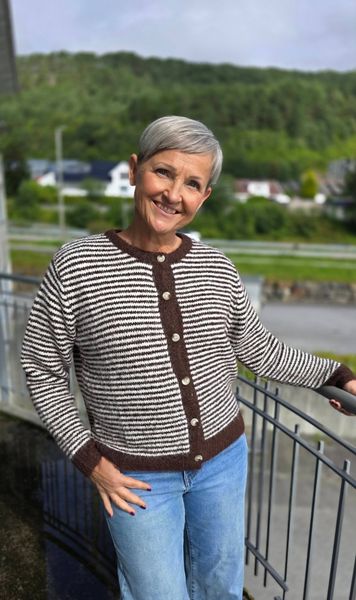 Elodie Striped Cardigan (1195-2099) - Brown