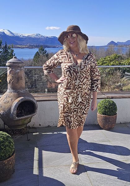 AZORA DRESS - bronze print - levering slutt mai