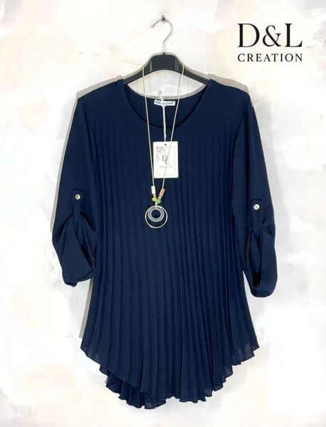Rosalie Pleat Blouse ( sh25662) - navy