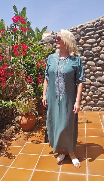 PIENZA KAFTAN - green w /white
