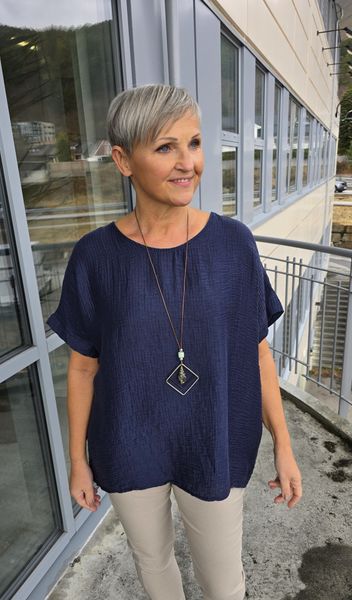 CAMOGLI BLOUSE ( fdl25215 ) – navy blue