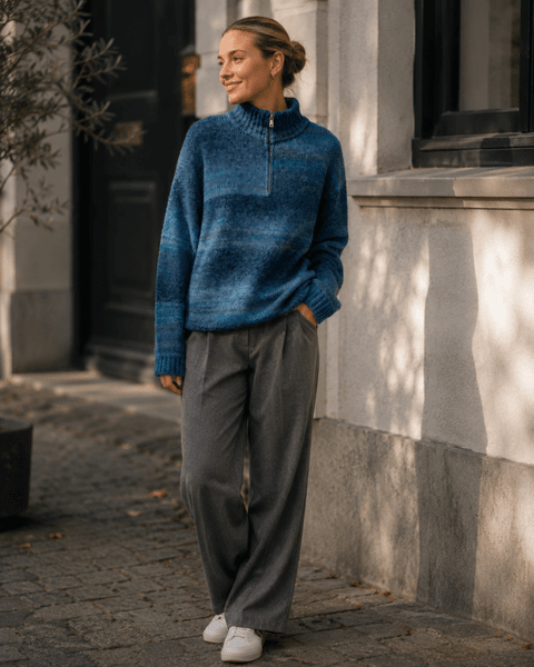 VILDA ZIP KNIT (RM6002) ONE SIZE - Sea Blue  - ca 25. august levering
