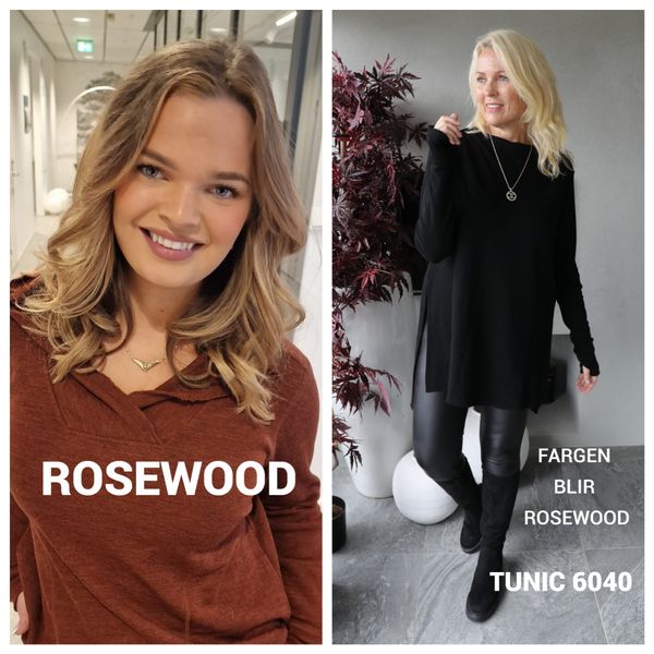 By Basics - TUNIC l/s w/high neck & slits ( 6040 ) - rosewood