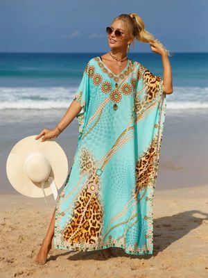 Hovedbilde ZAFIRA KAFTAN – TURQUOISE & GOLD  