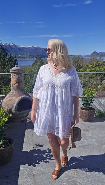 Capri Boho Dress ( yf85658) white