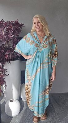Hovedbilde ZAFIRA KAFTAN – TURQUOISE & GOLD  