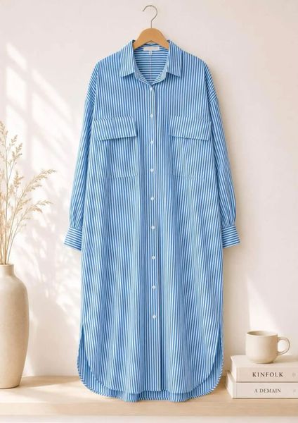 Carolina Shirt Dress (9607-3236) - Blue turquoise - ca.25 august levering