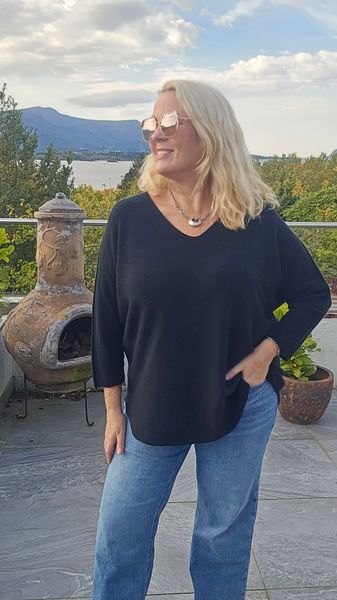 TESSA V-NECK KNIT ( ny8213 ) - black