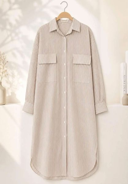 Carolina Shirt Dress (9607-3236) - Khaki - ca.25 august levering