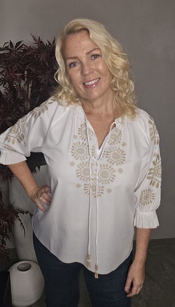 LULU TOPP - hvit med gull -