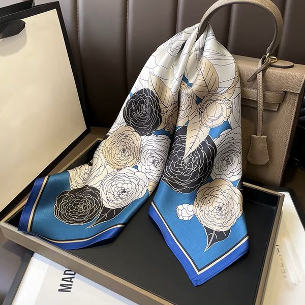 ZELIE SILK SCARF (rs13 ) – BLUE, CREAM & BEIGE