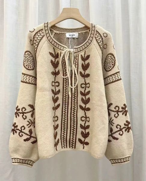 TILIA  KNIT (RM6017) ONE SIZE - Beige w/brown
