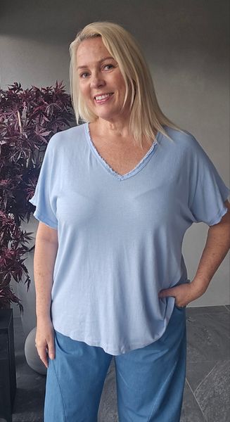 SOLENE V-NECK TOP (sy24263) - navy