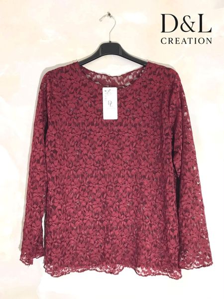 YLVA LACE TOP ( dl007 ) - burgundy