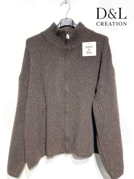 EIRA ZIP KNIT CARDIGAN (ssh80055 )- chocolat