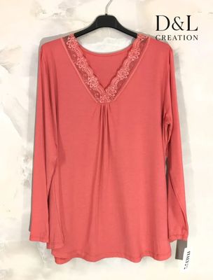 Hovedbilde MILA LACE TOP V-NECK - coral