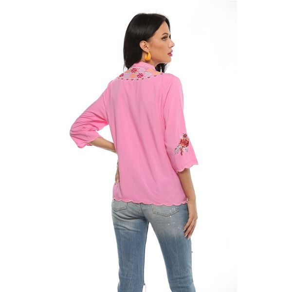 VIETRI BLOUSE – PINK & FLORAL EMBROIDERY