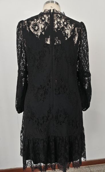  Thalia V-Neck Lace Dress ( short )  - black - 1 oktober levering
