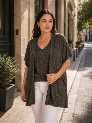 Hovedbilde SOLENA LUREX CARDIGAN ( dp13034 ) - chocolate