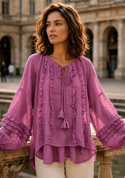 ROSALINE BLOUSE (G002) ONE SIZE - Fuschia - ca 25. august levering