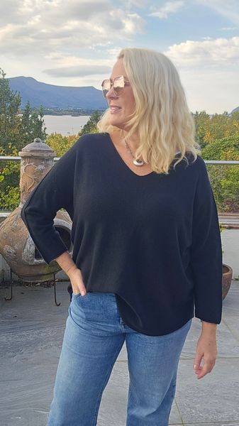 TESSA V-NECK KNIT ( ny8213 ) - black
