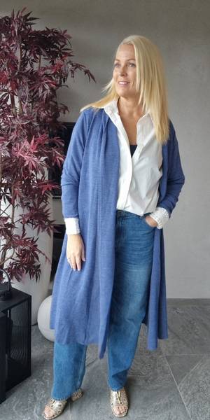 By Basics - CARDIGAN w/shawl collar ( 8010 ) - indigo melange