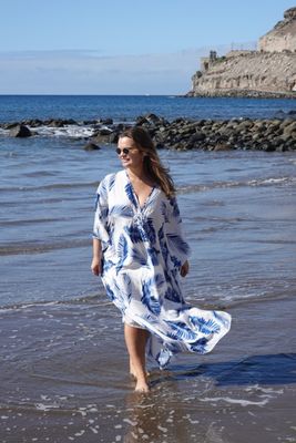 Hovedbilde Mykonos Kaftan – Blue & White 