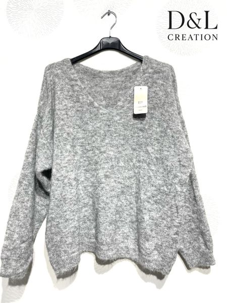 TALIA V-NECK KNIT (NY9185) - Grey