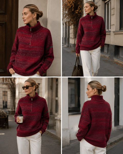 VILDA ZIP KNIT (RM6002) ONE SIZE - Dark Red  - ca 25. august levering
